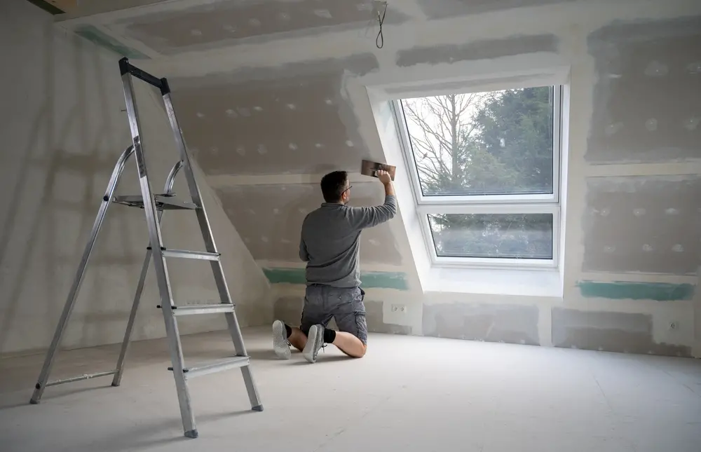 Room plastering work in progress